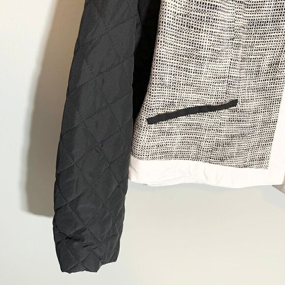 NEW Chico's quilted mix tweed pt pattern black white long sleeve collared jacket - Picture 3 of 12